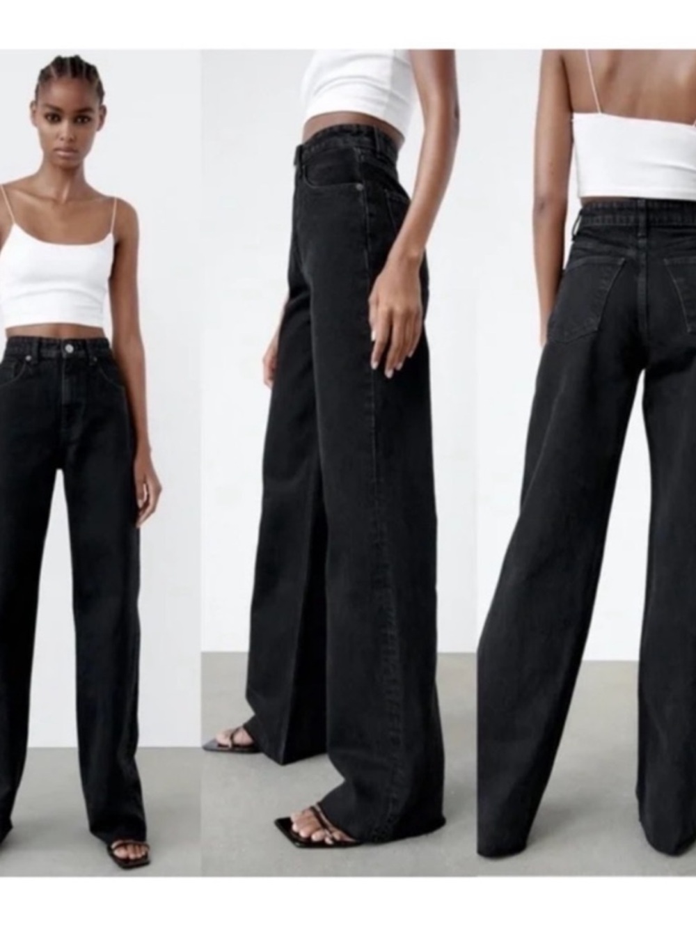 Zara Wide-Leg High-Rise Black Jeans